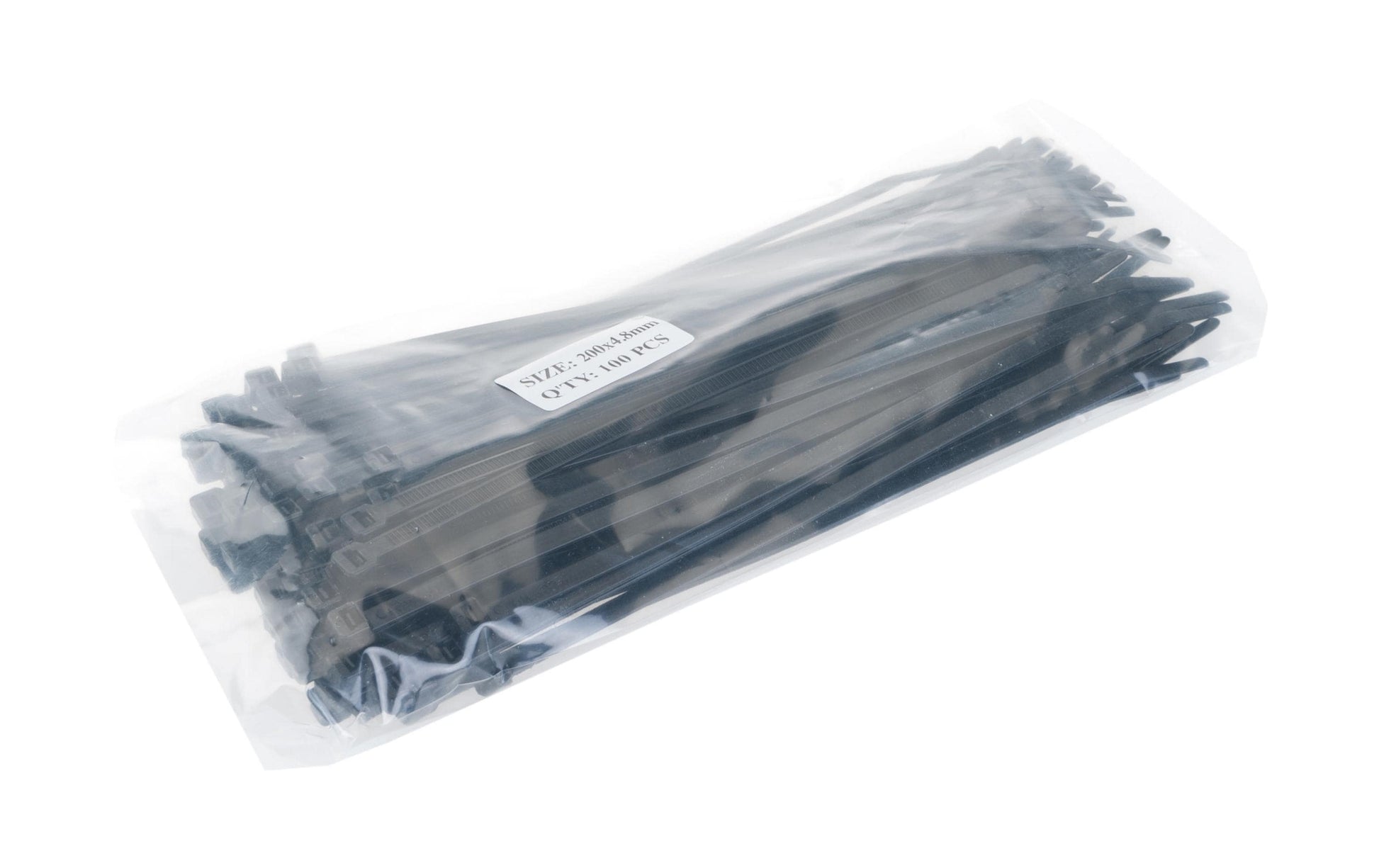 VR Technics Kabelbinder 200×4,8 mm, 100er-Pack, selbstverlöschend (UL94 V2) – schwarz