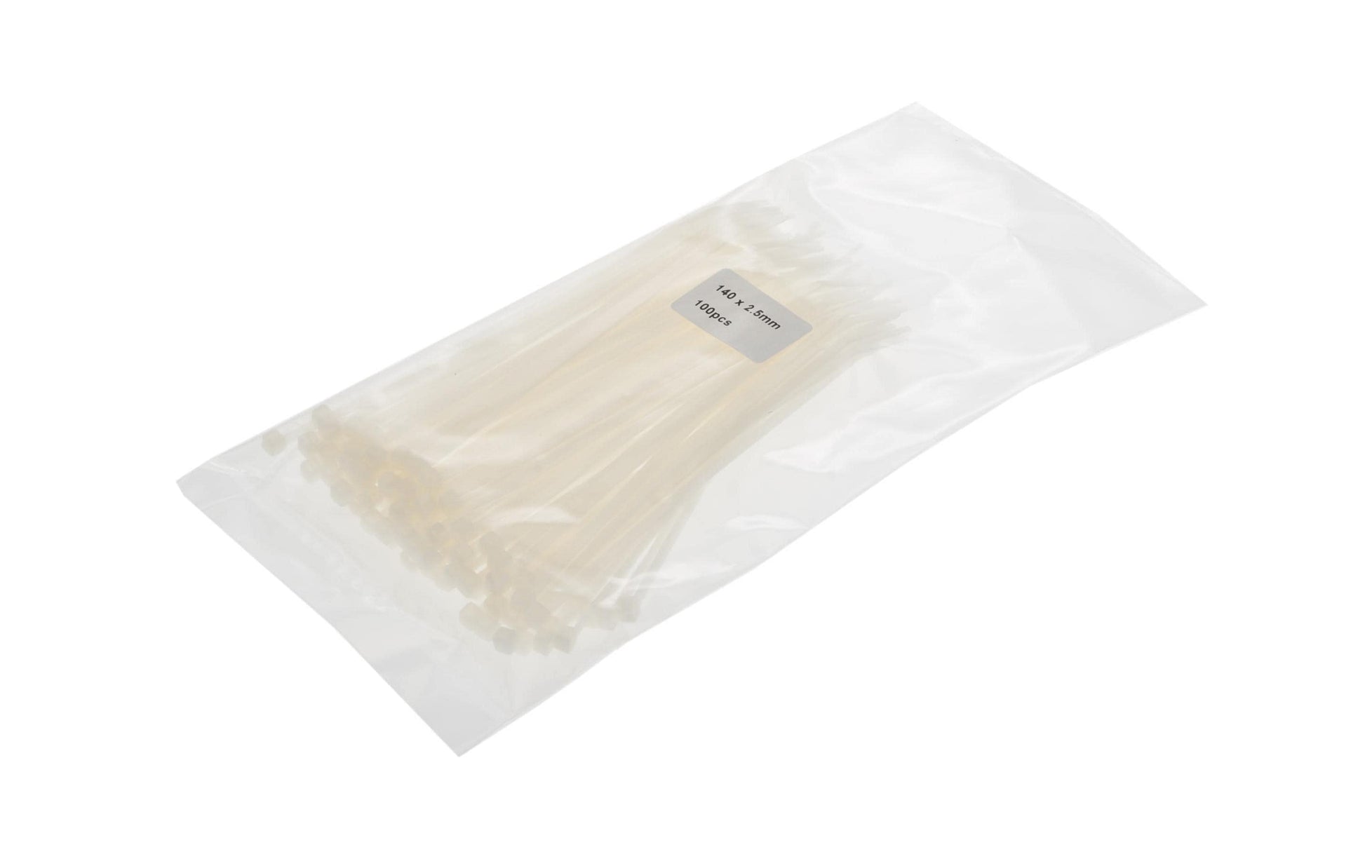 VR Technics Kabelbinder, 140×2,5 mm, 100er-Pack, selbstschliessend, UL 94 V2, -35 °C bis +85 °C – transparent