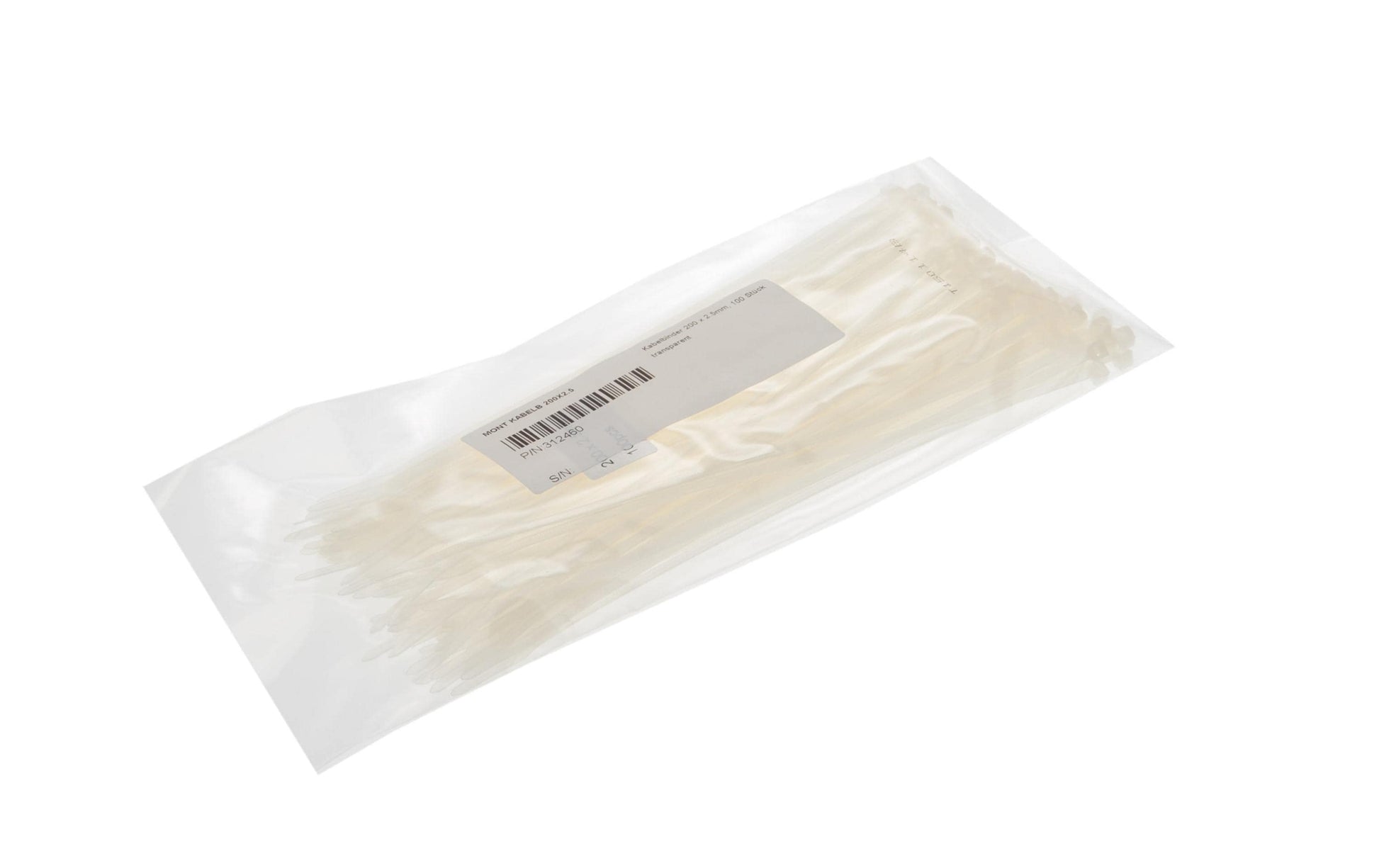 VR Technics Kabelbinder, 200×2,5 mm, 100er-Pack, UL94 V2 – transparent