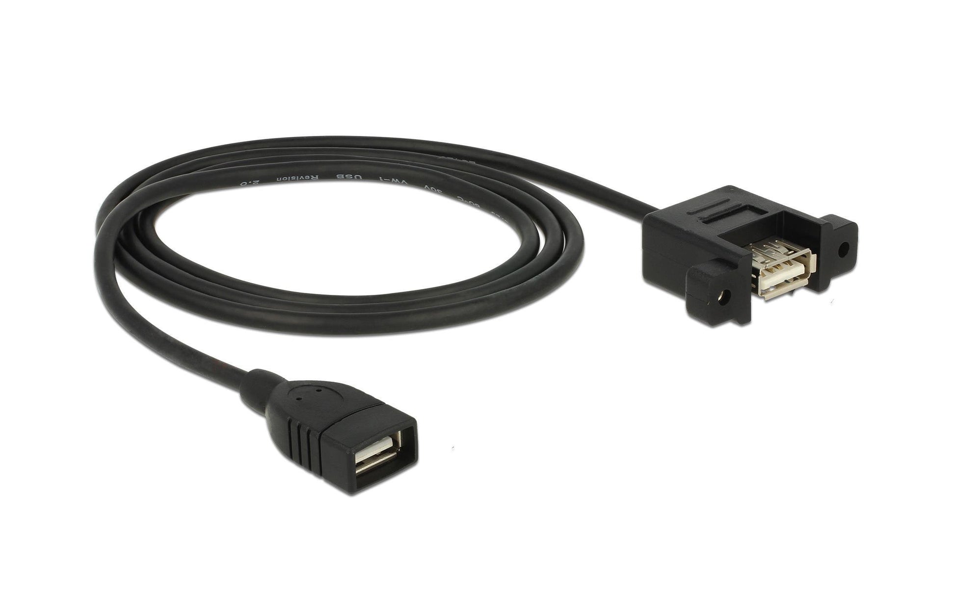 DeLOCK USB-A Verlängerungskabel (Buchse auf Buchse) – USB 2.0 (480 Mbit/s) – 1 m – Verschraubbar – Schwarz