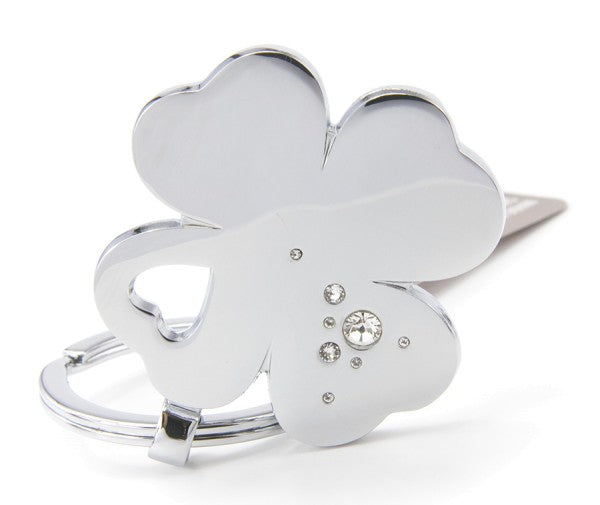 TROIKA Schlüsselanhänger Kleeblatt – Chrom, Silber, 40 × 4 mm