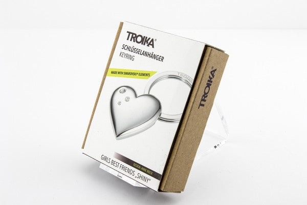 TROIKA Schlüsselanhänger Shiny Herz – Chrom, Silber, 40 × 12 mm