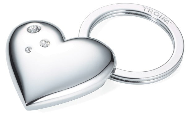 TROIKA Schlüsselanhänger Shiny Herz – Chrom, Silber, 40 × 12 mm