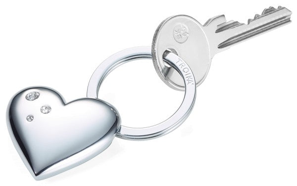 TROIKA Schlüsselanhänger Shiny Herz – Chrom, Silber, 40 × 12 mm