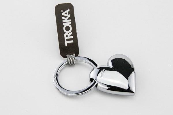 TROIKA Schlüsselanhänger Shiny Herz – Chrom, Silber, 40 × 12 mm