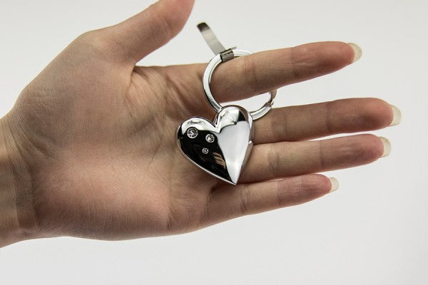 TROIKA Schlüsselanhänger Shiny Herz – Chrom, Silber, 40 × 12 mm