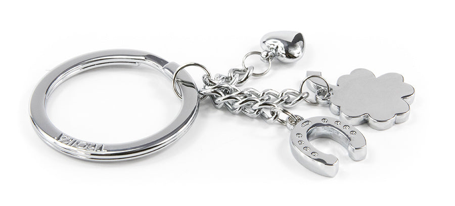 TROIKA Schlüsselanhänger Glücksbringer Klee – Grün/Silber