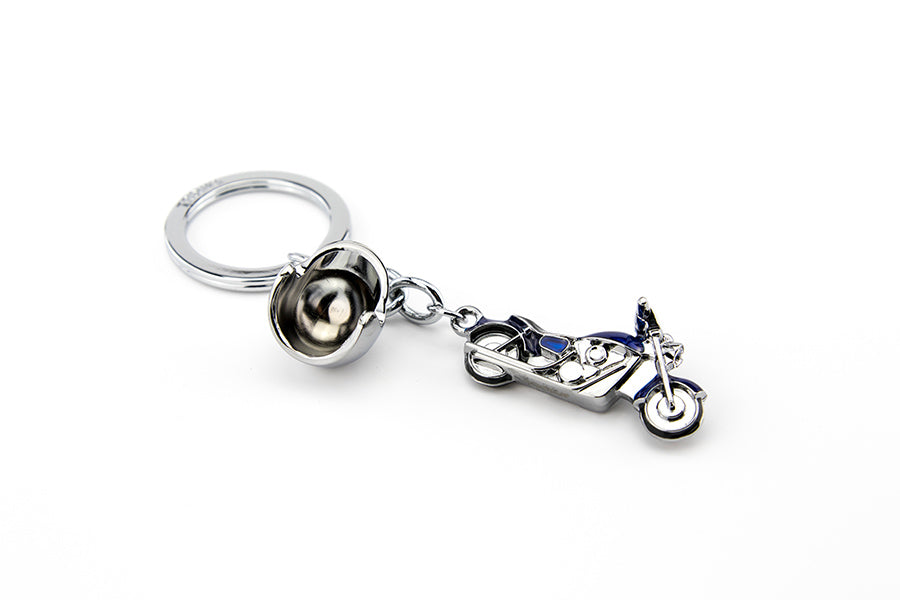 TROIKA Schlüsselanhänger Key Cruising Motorrad – Blau/Silber, 35 × 19 mm