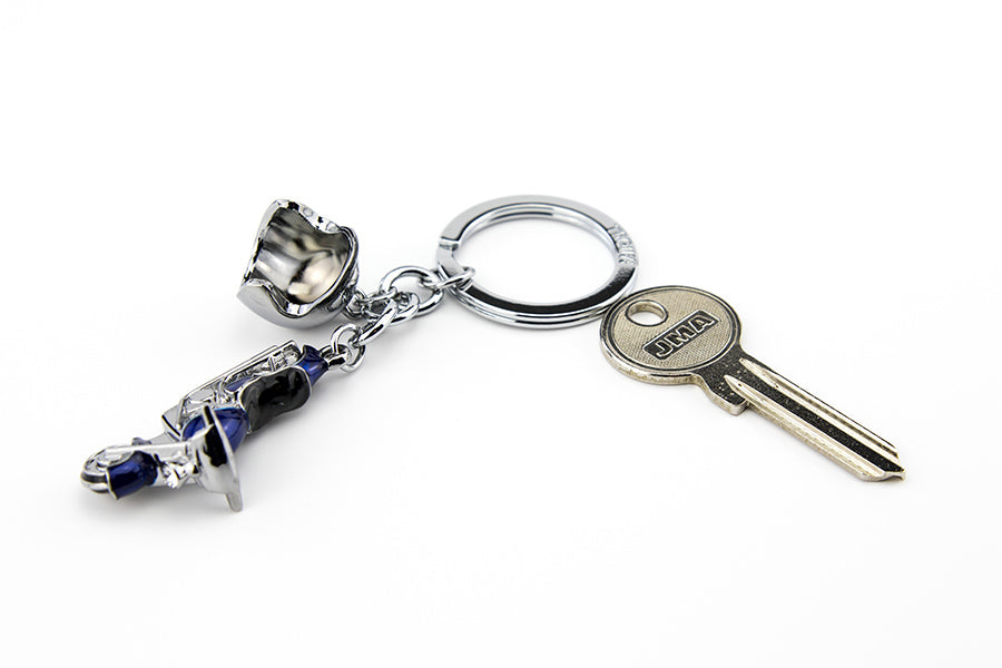 TROIKA Schlüsselanhänger Key Cruising Motorrad – Blau/Silber, 35 × 19 mm