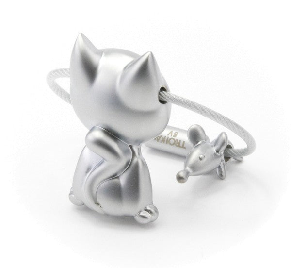 TROIKA Schlüsselanhänger Katze – Silber