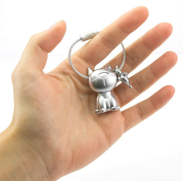 TROIKA Schlüsselanhänger Katze – Silber