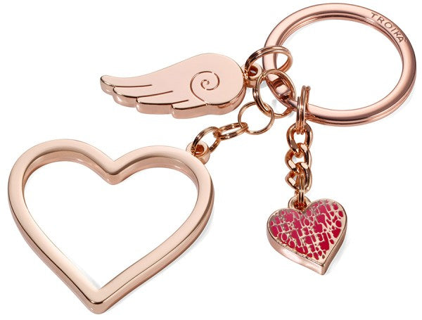 TROIKA Schlüsselanhänger Love in the Air – Herz, Rosa/Roségold, 45 × 4 mm