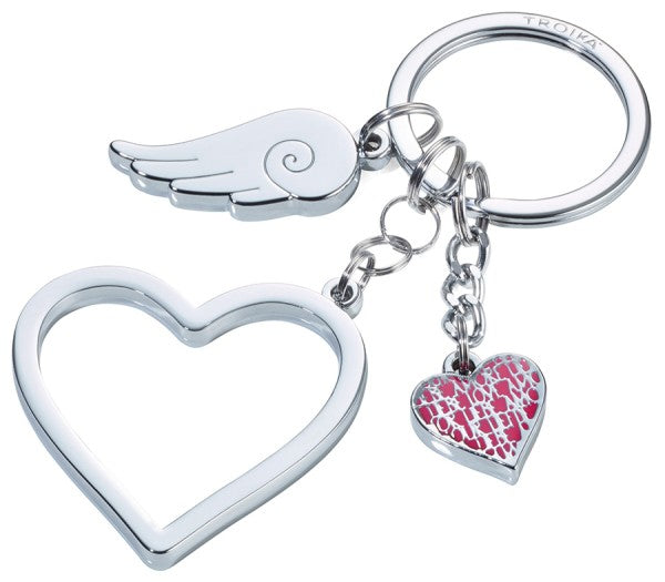 TROIKA Schlüsselanhänger Love in the Air Herz – Pink/Silber, 45 × 4 mm