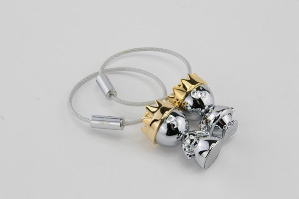 TROIKA Schlüsselanhänger Little King & Queen – Gold/Silber, 90 × 23 mm, 2er-Set