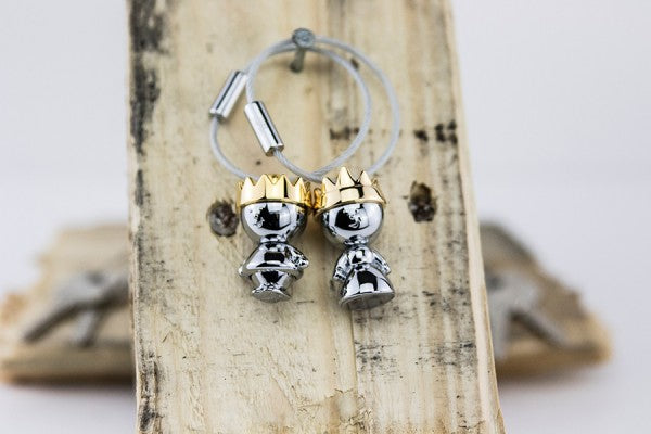 TROIKA Schlüsselanhänger Little King & Queen – Gold/Silber, 90 × 23 mm, 2er-Set