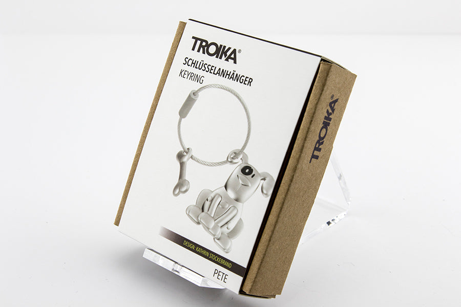 TROIKA Schlüsselanhänger Hund – Silber, 31 × 9 mm