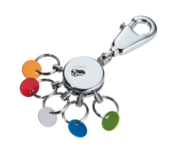 TROIKA Schlüsselanhänger Ball – mit Karabiner, Metall, Mehrfarbig/Silber, Ø 13 mm, Länge 98 mm