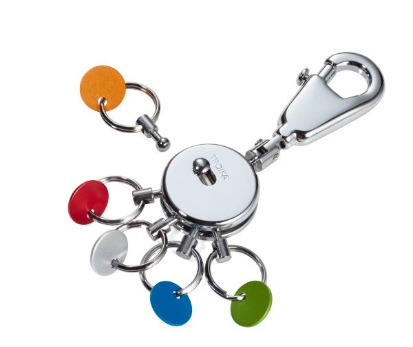 TROIKA Schlüsselanhänger Ball – mit Karabiner, Metall, Mehrfarbig/Silber, Ø 13 mm, Länge 98 mm