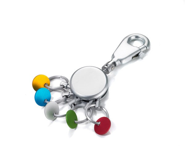 TROIKA Schlüsselanhänger Ball – mit Karabiner, Metall, Mehrfarbig/Silber, Ø 13 mm, Länge 98 mm