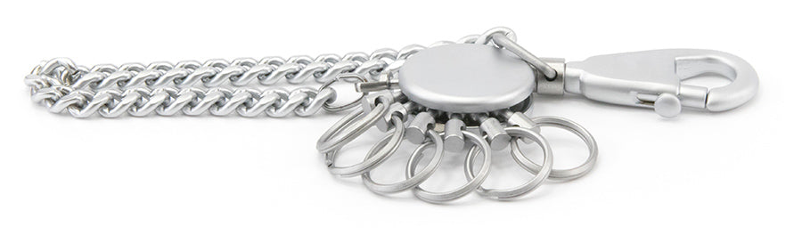TROIKA Schlüsselanhänger Patent Chain – mit Kette, matt, Chrom, Silber, Länge 130 mm