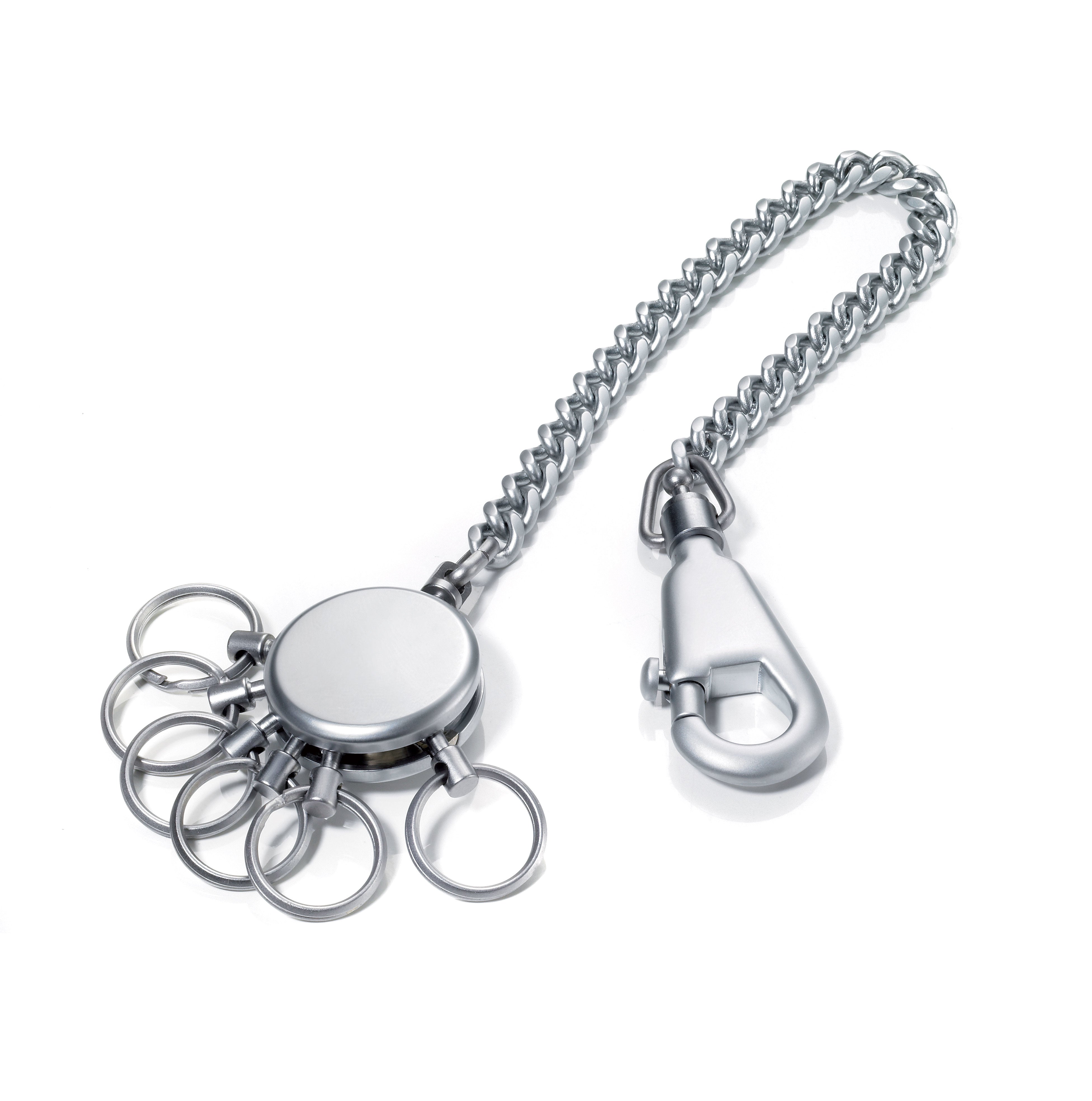 TROIKA Schlüsselanhänger Patent Chain – mit Kette, matt, Chrom, Silber, Länge 130 mm