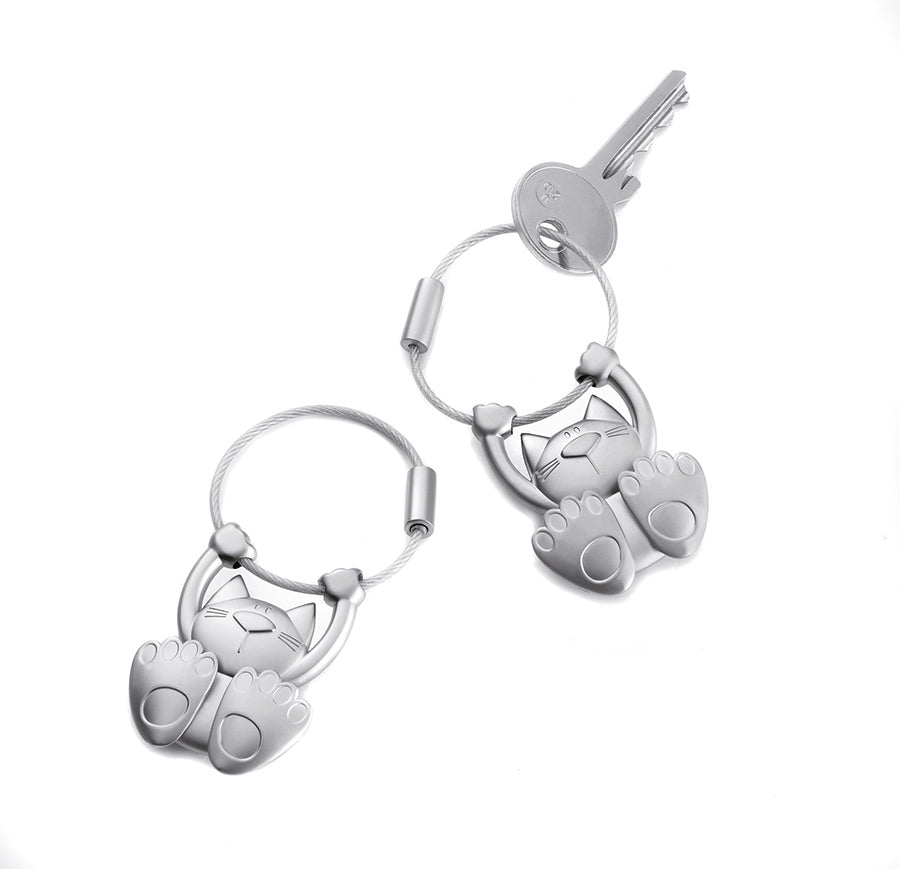 TROIKA Schlüsselanhänger Katze – Silber, 36 × 11 mm