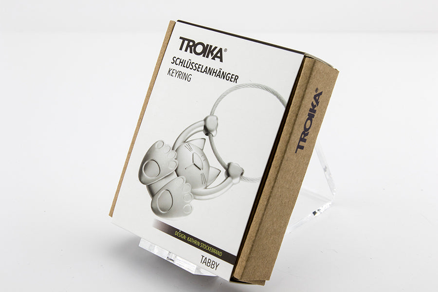 TROIKA Schlüsselanhänger Katze – Silber, 36 × 11 mm