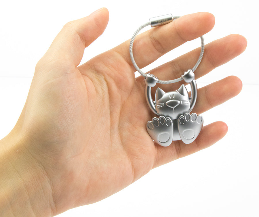 TROIKA Schlüsselanhänger Katze – Silber, 36 × 11 mm