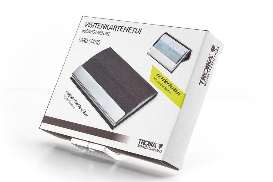 TROIKA Visitenkartenetui – Edelstahl, Schwarz, 20 Karten – 1er-Pack