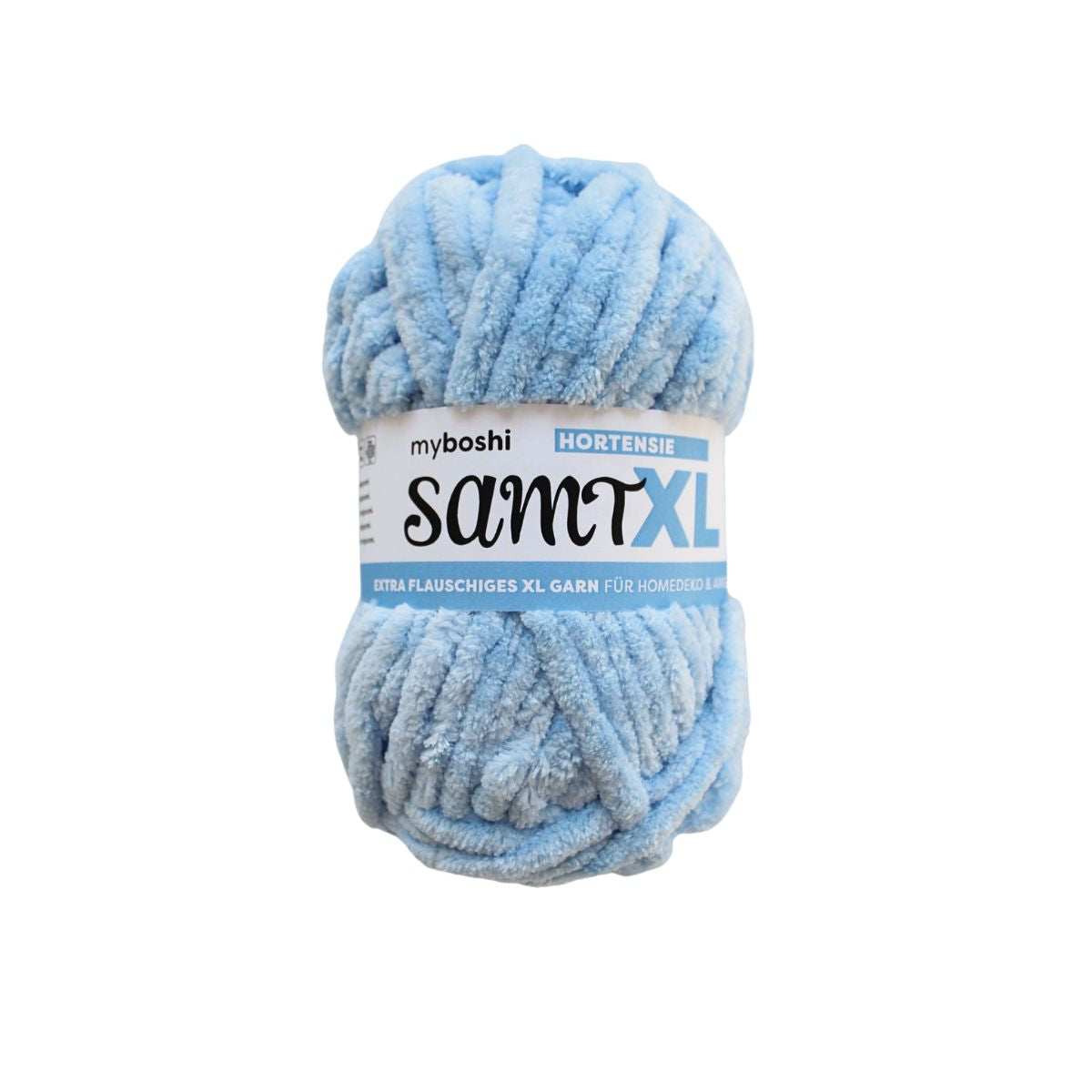 myBoshi Chenille Samt XL Wolle Eisblau – Extra dick, 100 g, 40 m, Polyester, Nadel 5 mm, 1 Stk.