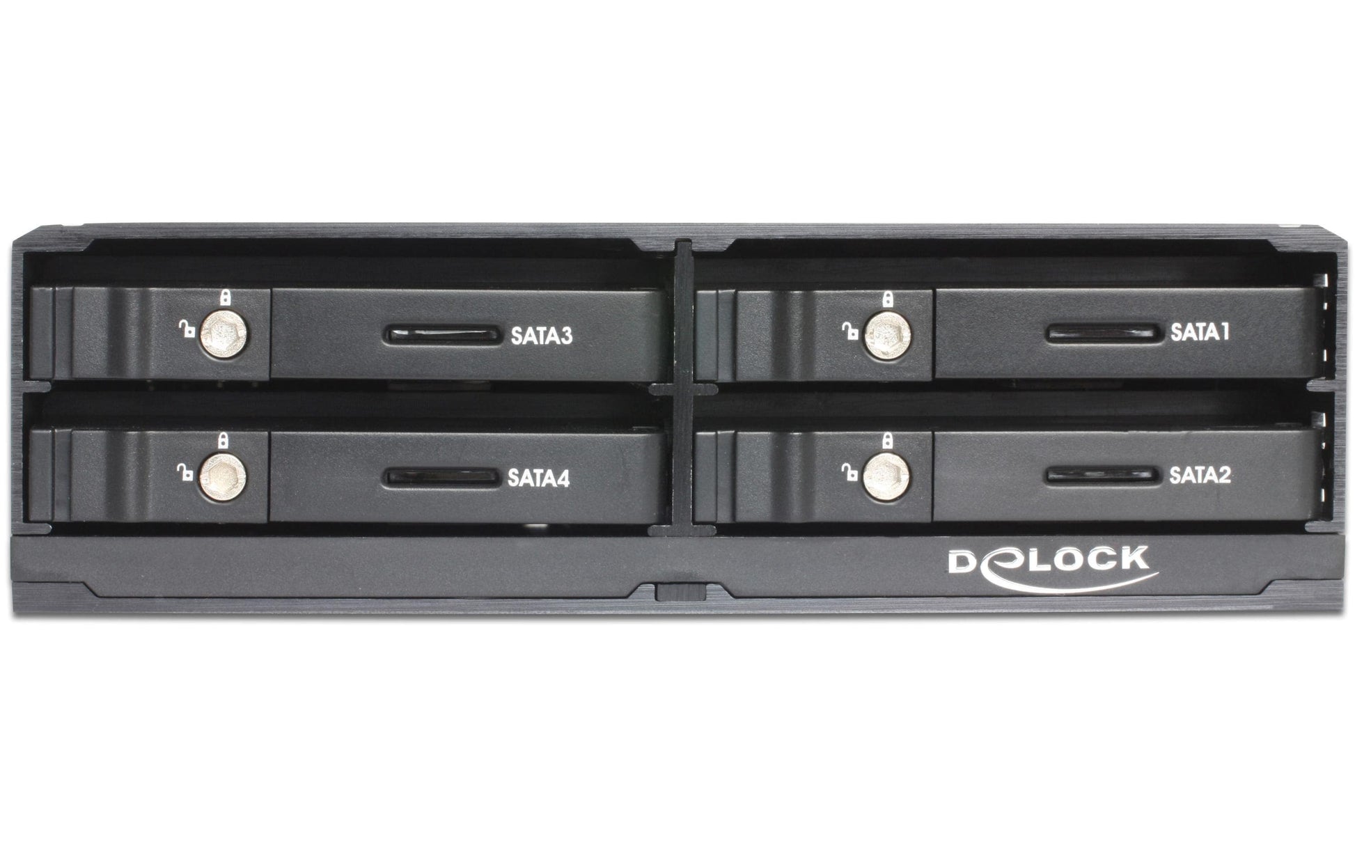 DeLOCK 47220 HDD-Einbausatz – 4× 2,5" HDD in 5,25" Einschub, 6 Gbit/s, Hot-Swap, abschliessbar, Schwarz