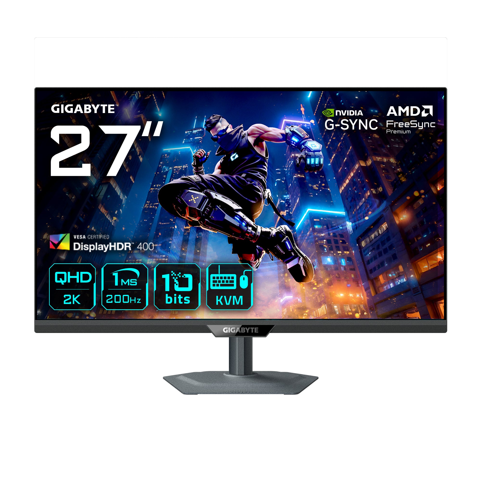 GIGABYTE M27Q2 – Monitor, 27", QD IPS, 200 Hz, 350 cd/m², DisplayHDR 400, 2× HDMI 2.1, 1× DisplayPort 1.4