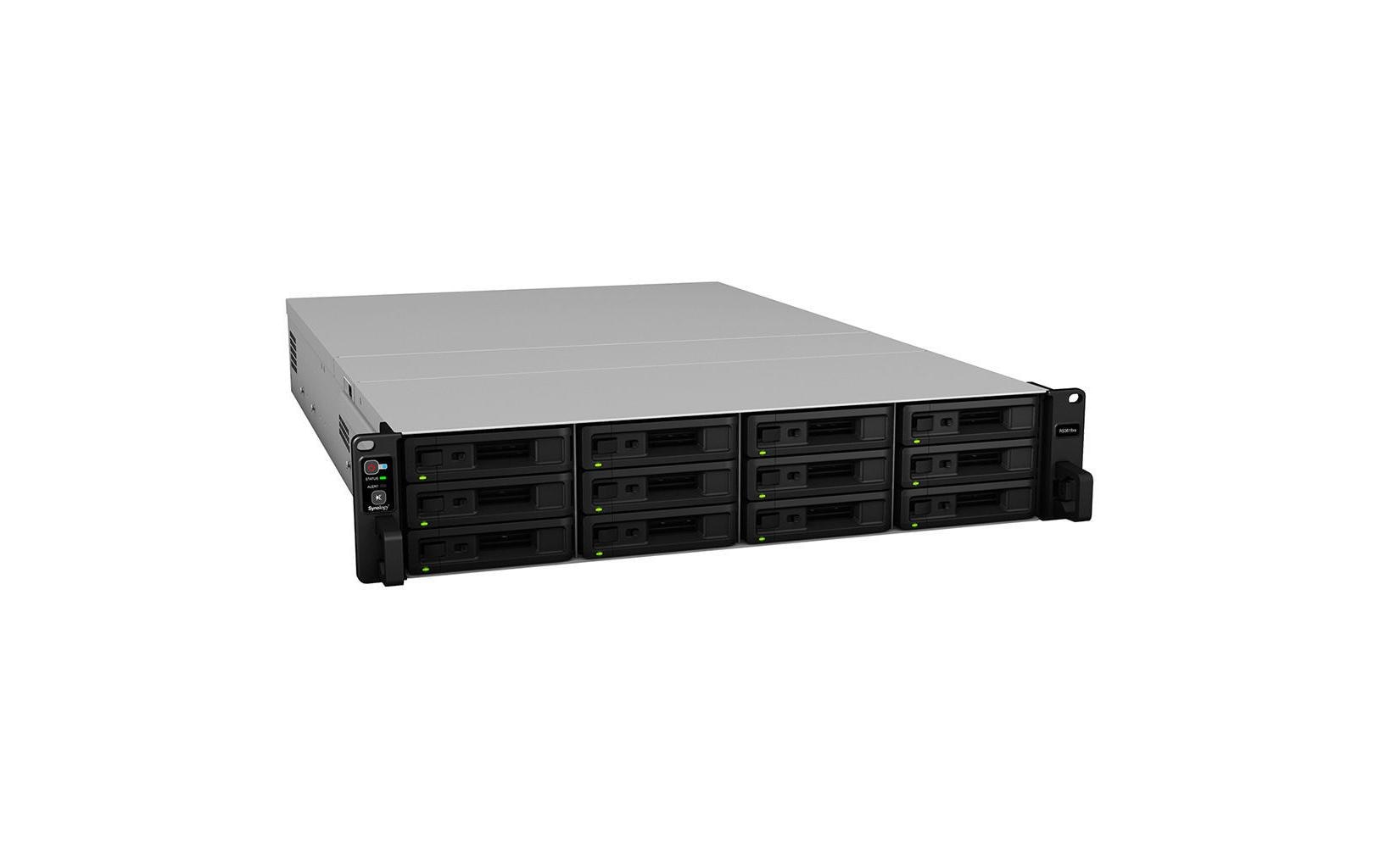 Synology RS3618xs – 12-Bay Rack 2U NAS – Intel Xeon D-1521, 8 GB RAM, 1GbE, DSM, für 2,5"/3,5" HDD/SSD, SATA