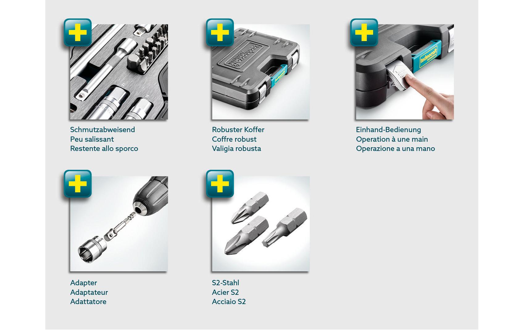 Technocraft Stecknuss-Satz 1/4" & 1/2", 86-teilig, Koffer