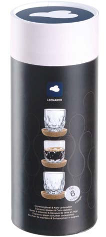 LEONARDO Espressotasse GOCCE – 6-teiliges Set, 60 ml, Ø 5,0 cm, H 6,0 cm, Glas, Transparent