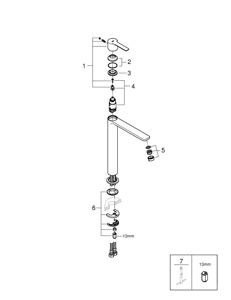 GROHE Lineare Badebatterie – Einhebelmischer, Messing, Schwarz