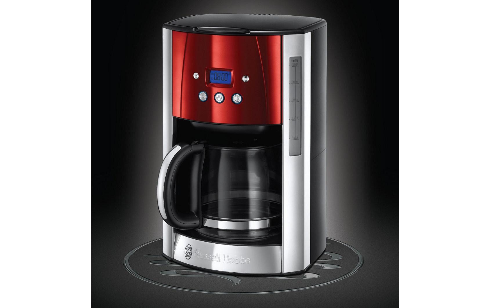 Russell Hobbs Luna Solar Filterkaffeemaschine – 12 Tassen, 1,5 l, Karaffe, Rot