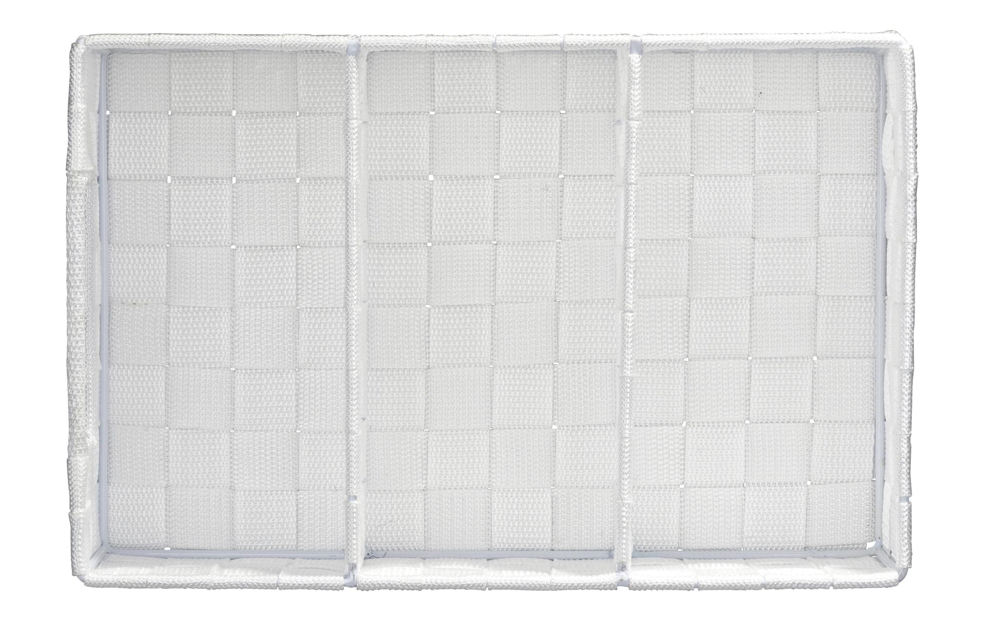 WENKO Adria Aufbewahrungskorb – Kunststoff – Weiss (mit Griff, 3 Fächer) – 320 × 100 × 210 mm