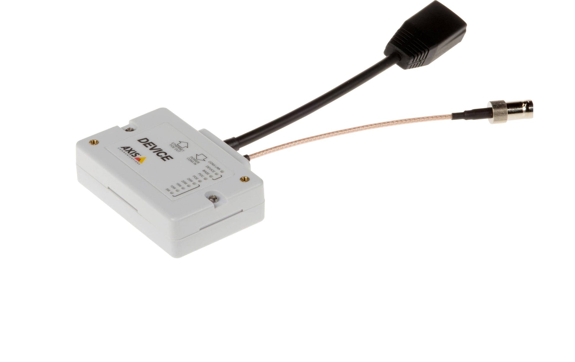 Axis T8643 Medienkonverter RJ-45 zu BNC – PoE+, IP44, Plug & Play – für AXIS T8645/T8648 – Schwarz/Weiss