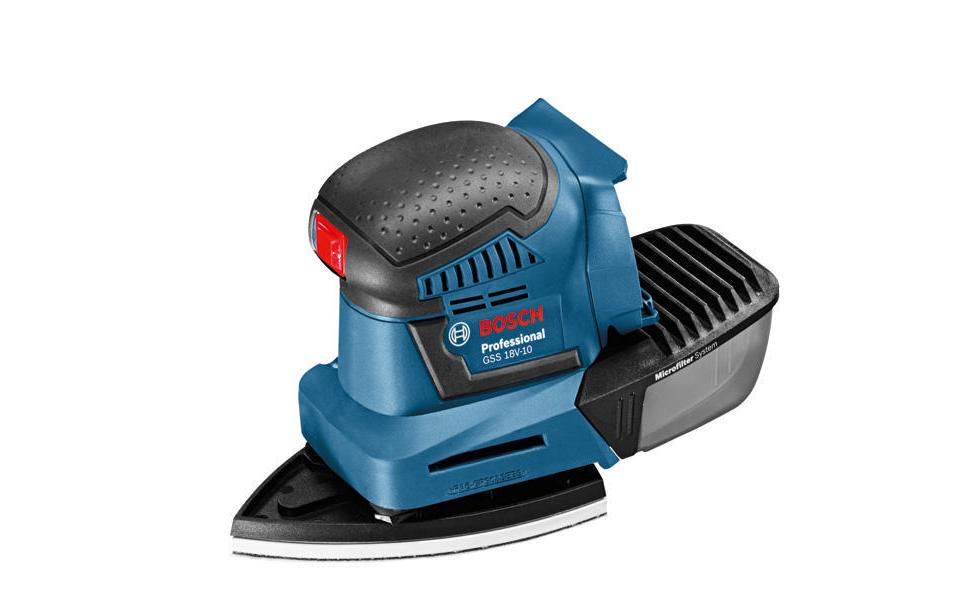 Bosch Professioneller Schwingschleifer GSS 18V-10 – 18 V (AMPShare) – Klettverschluss – 115 × 140 mm – Solo