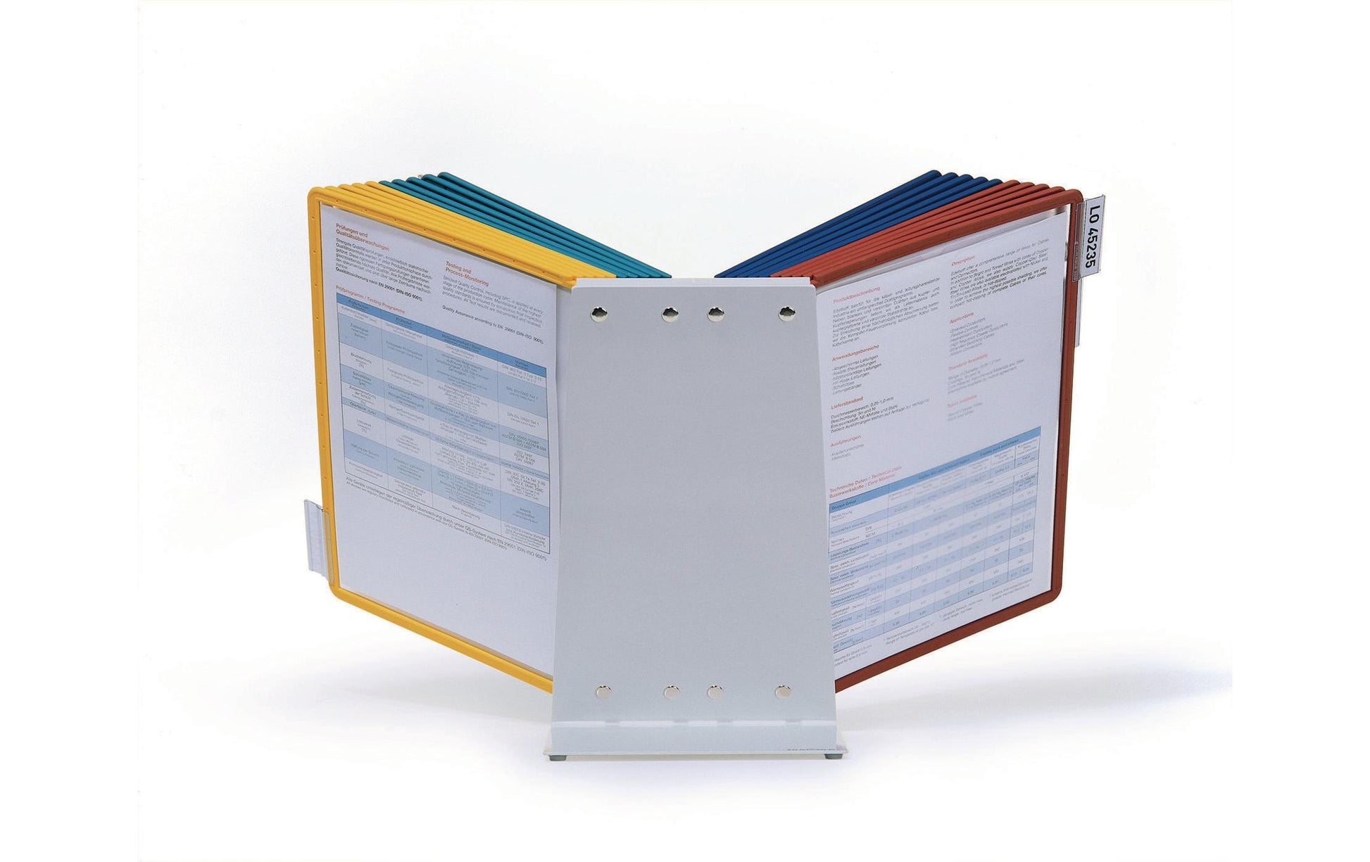 Durable Sichttafelsystem Tischständer – 270 × 395 mm, grau, Metall/Kunststoff, Reiter inkl., scannertauglich