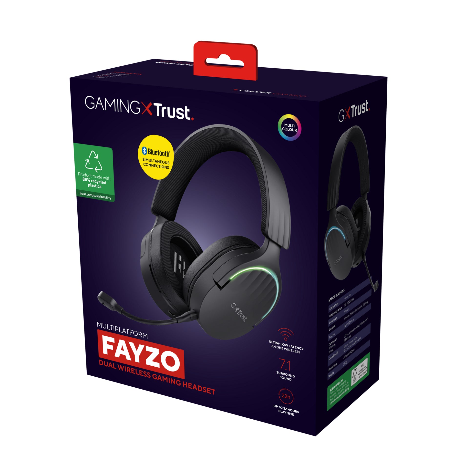 Trust GXT 491 FAYZO Gaming-Headset – Stereo, Kabel + BT, mit USB-A-Dongle, Schwarz