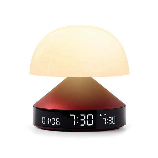 Lexon Lichtwecker Mina Sunrise – digital – 11 × 11 cm, weinrot, Aluminium, USB, Wecktöne