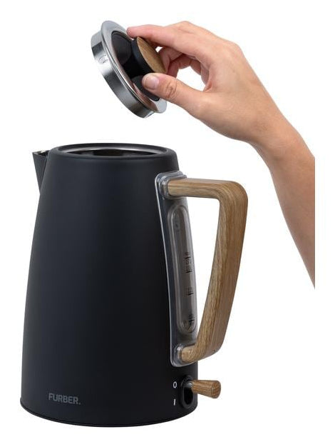 Furber. Furber Chaplin Wasserkocher – 1,7 l, Edelstahl, Schwarz matt, F01091