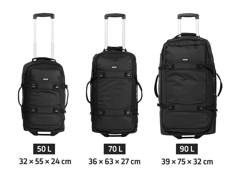 KOOR Trolley – 90 l, Weichschale rPET, 2 Rollen, Schwarz, 39 × 75 × 32 cm