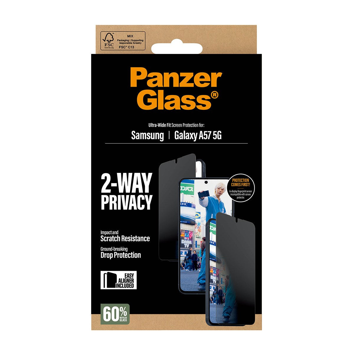 PanzerGlass Privacy-Filter (Panzerglas), Ultra-Wide Fit – für Galaxy A57 5G