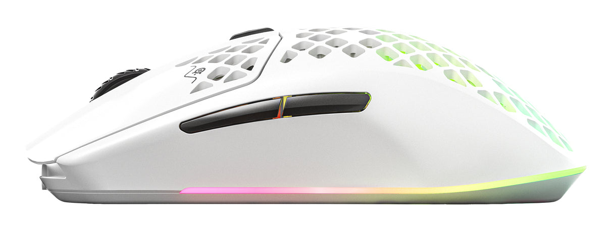 Steelseries Aerox 3 Gaming-Maus – kabellos, 1'000 Hz, 6 Tasten, für Rechtshänder, RGB-Beleuchtung, weiss
