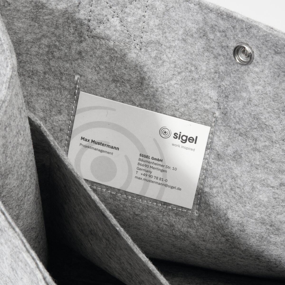 Sigel Desk Sharing Bag Basic M – Umhängetasche 15,4", 15 l, Filz (rPET), Hellgrau, 36 × 28 × 15 cm