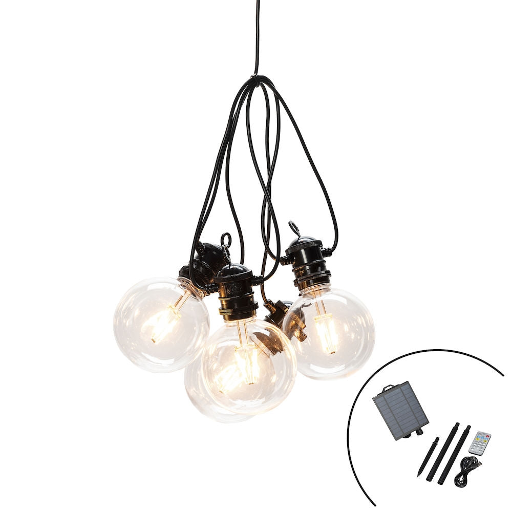 Konstsmide Lichterkette – 14,5 m – 46 lm, 7 W – Bernstein, 1800 K – IP44 – Solarbetrieb – Schwarz, Kunststoff