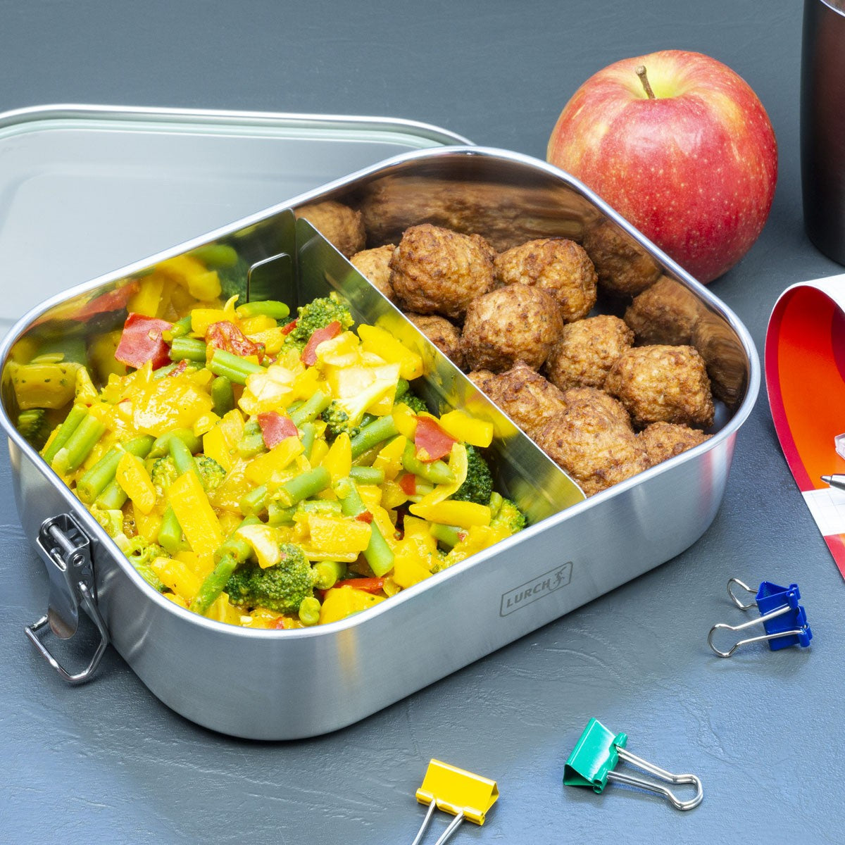 Lurch Lunchbox Snap – 1,4 l, 22,0 × 17,0 × 6,0 cm, Edelstahl 18/10/Kunststoff, mit Unterteilung